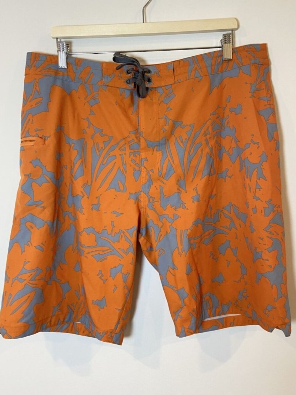 Men's Prana Board Shorts Athletic Swim Orange Gray Size 36